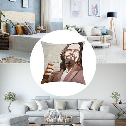 Big Lebowski DUDE Portrait Linen Throw Pillow Cover