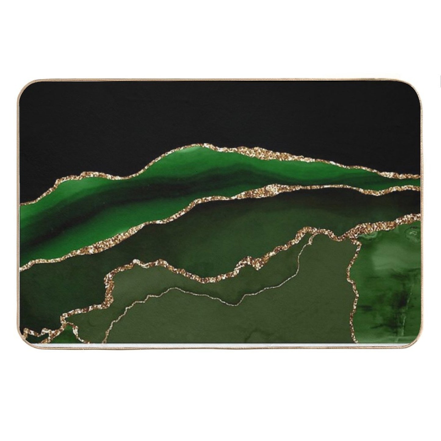 Emerald Green Faux Malachite Marble Bath Mat