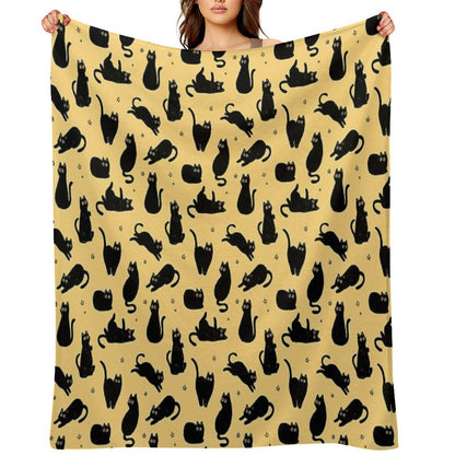 Black Cat Pattern Throw Blanket