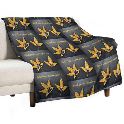 Golden Moments, Coffee And Cake Painting on Autumn Leaves Throw Blanket