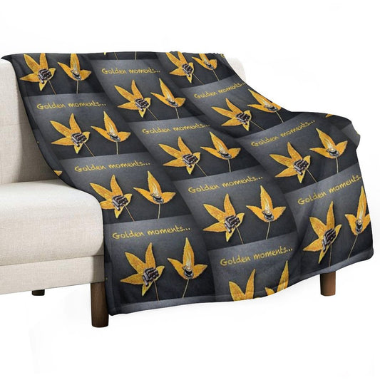 Golden Moments, Coffee And Cake Painting on Autumn Leaves Throw Blanket