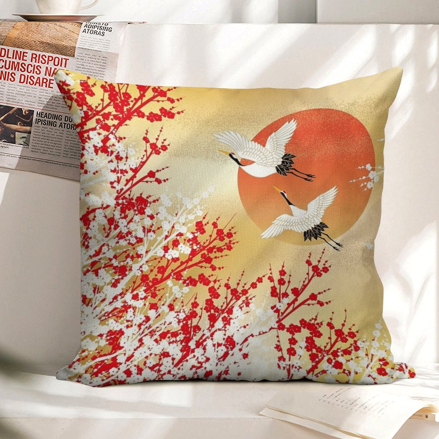 Japan 2 Linen Throw Pillow Cover
