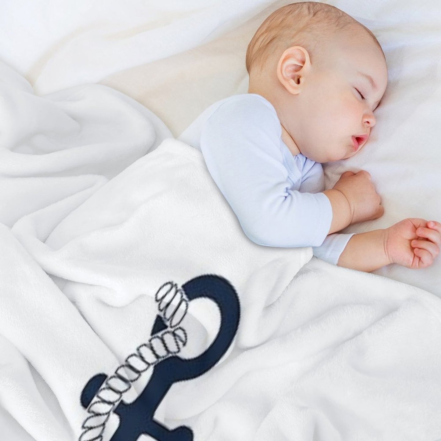 Nautical Blue Anchors with Red, Blue And White Stripes Throw Blanket