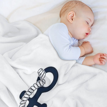 Nautical Blue Anchors with Red, Blue And White Stripes Throw Blanket