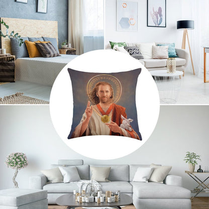 Nicolas Cage, Saint Nicolas of Cage, Nic Cage Original Religious Painting Linen Throw Pillow Cover