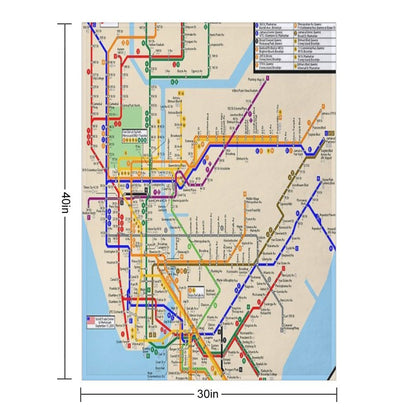 New York City Subway Map Throw Blanket