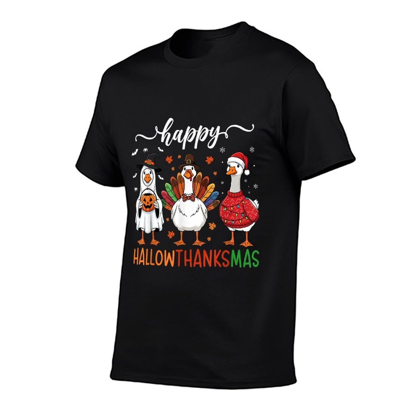Happy Hallothanksmas Goose Halloween Thanksgiving Christmas  Lightweight T-Shirt
