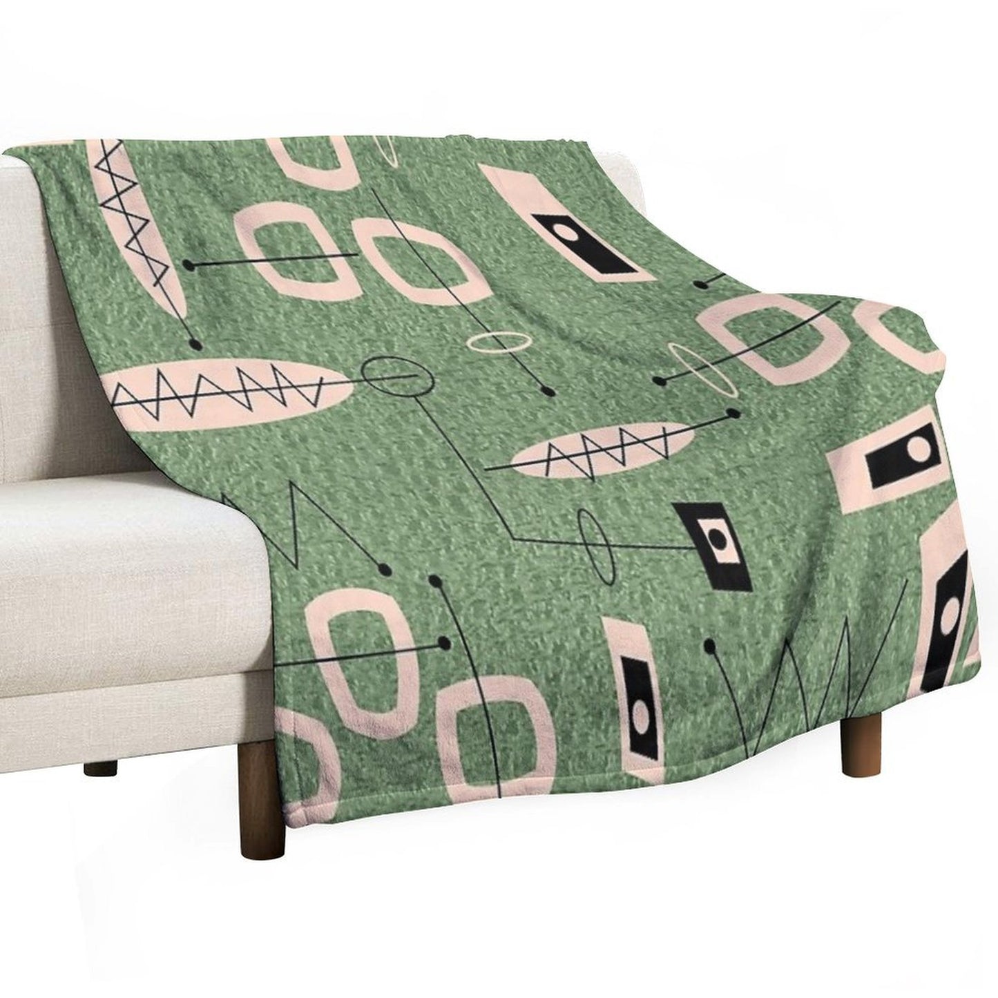 Mid-Century Modern Green Abstract Throw Blanket