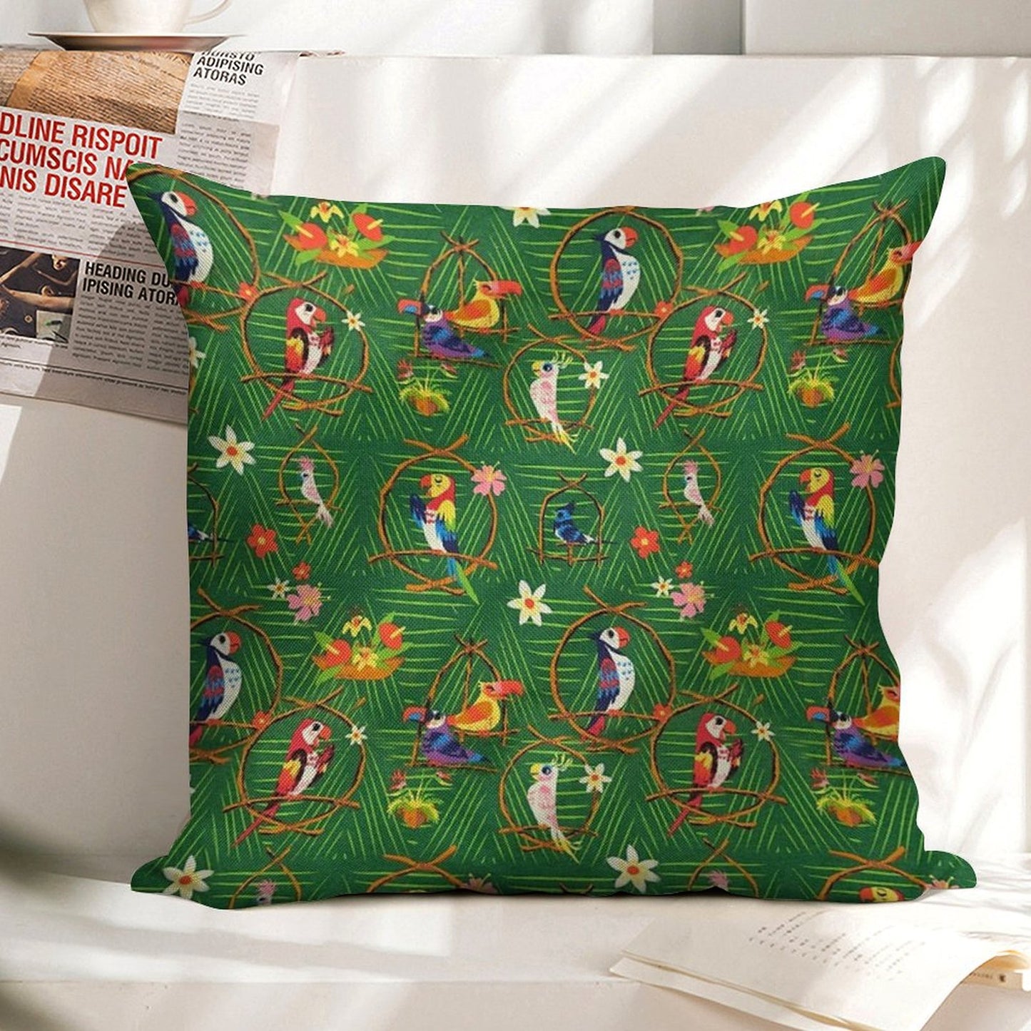 Enchanted Tiki Room Linen Throw Pillow Cover