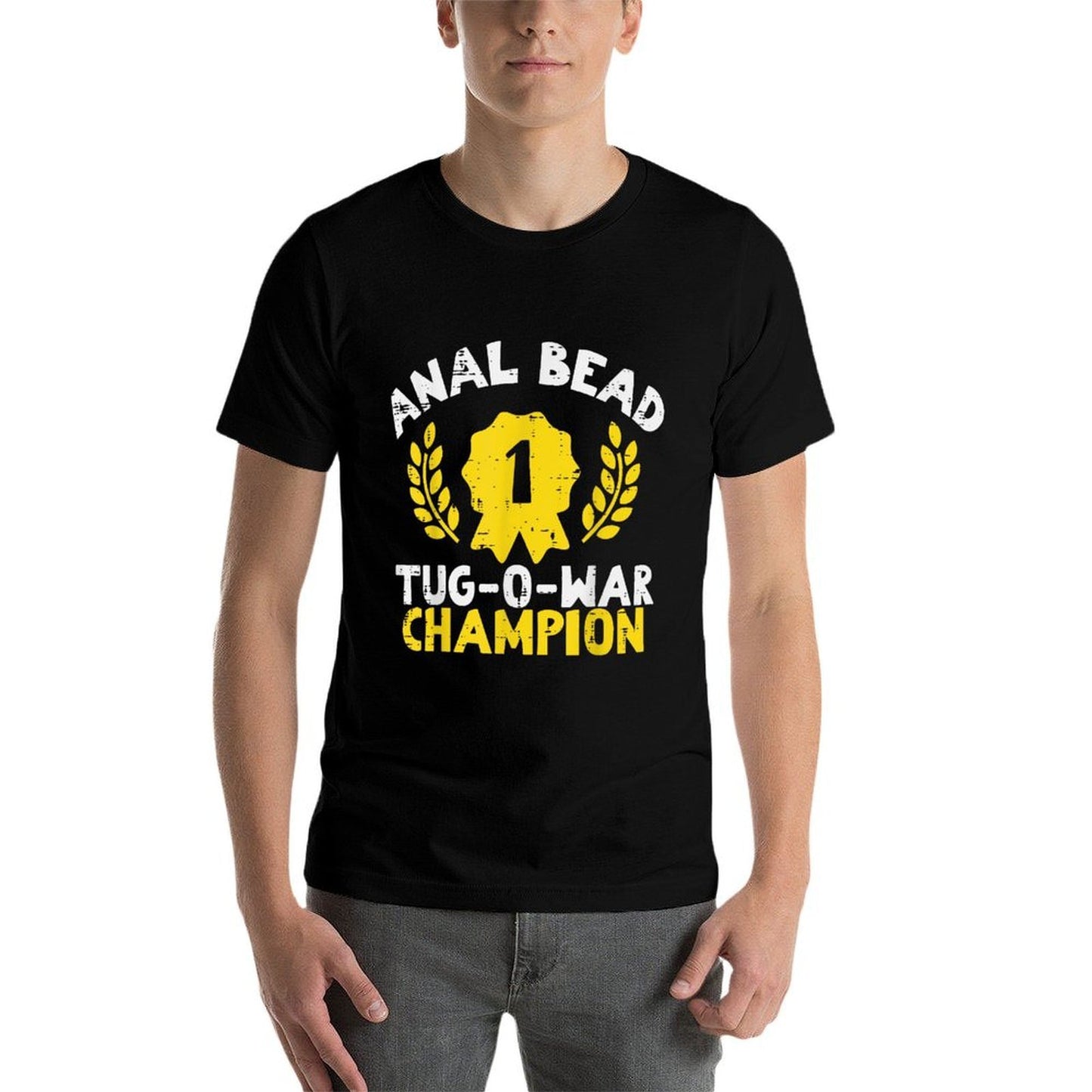 Bead Tug O War Champion Funny Saying Adult Humor Men Women  Ribbed Collar T-Shirt
