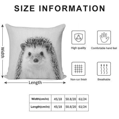 Hedgehog - Black & White Soft Luxury Feel Throw Pillow