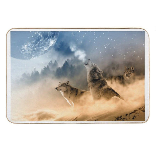 Wolves Howling At The Moon  Beautiful Wolves Bath Mat