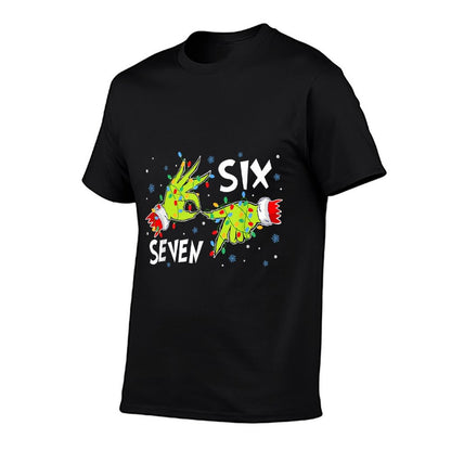 6 7 Six Seven Gen Z Alpha Meme Slang Holiday Merry Christmas  Trendy Pattern T-Shirt
