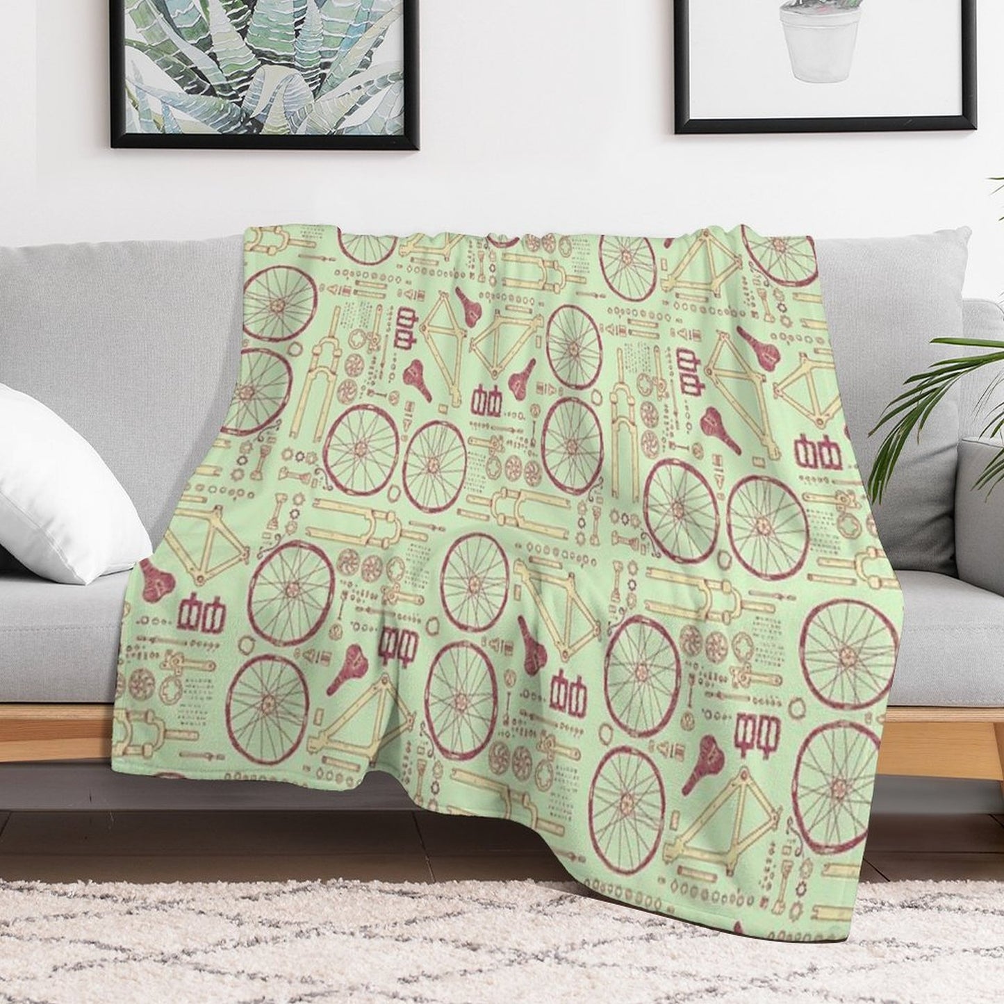 Bicycle Parts Throw Blanket
