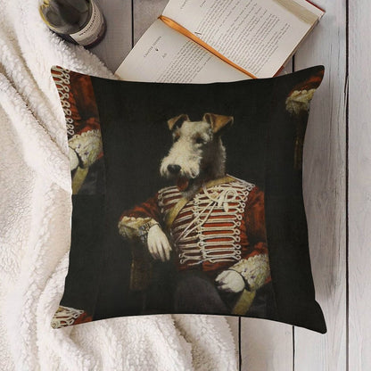 Victorian Fox Terrier In Uniform Linen Throw Pillow Cover