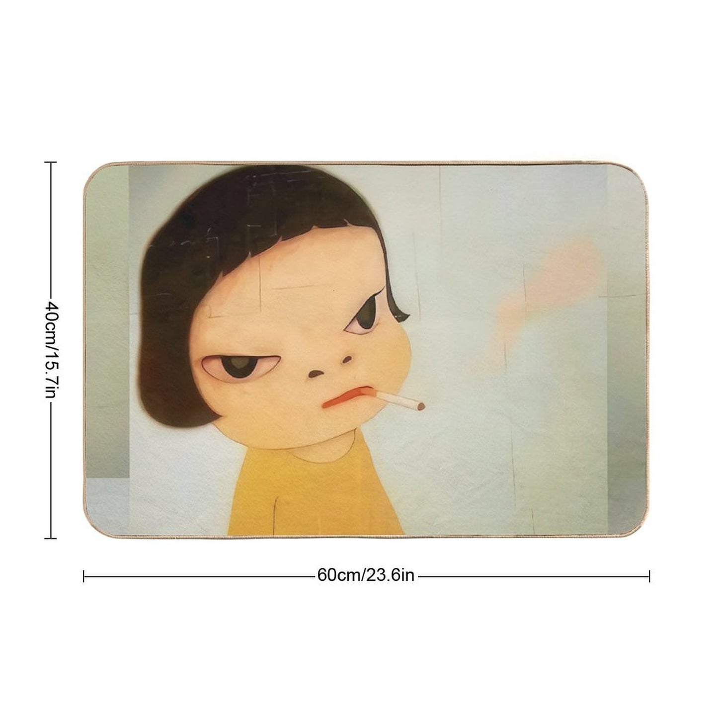 Smoking Girl Yoshimoto Nara Cute Baby Girl Painting Bath Mat