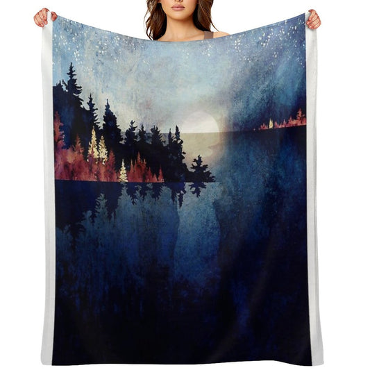 Autumn Moon Reflection Throw Blanket
