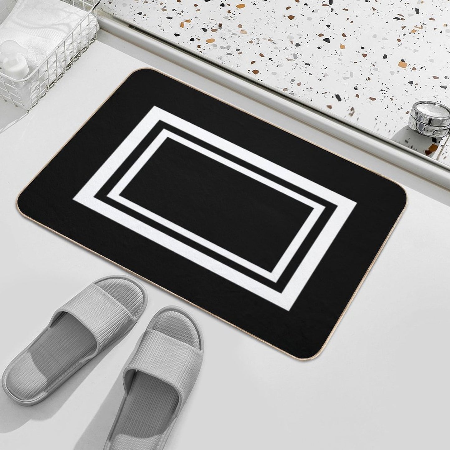 White Frame Bath Mat