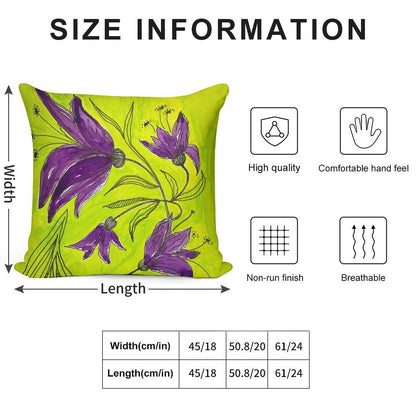 Botanical Lime Green And Purple Soft Easy Maintenance Throw Pillow