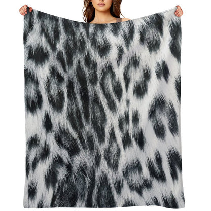 Snow Leopard Real to Life Print Throw Blanket