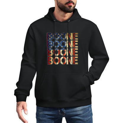 Boone Family Name I Love Boone Personalized Vintage Kangaroo Pocket Hoodie