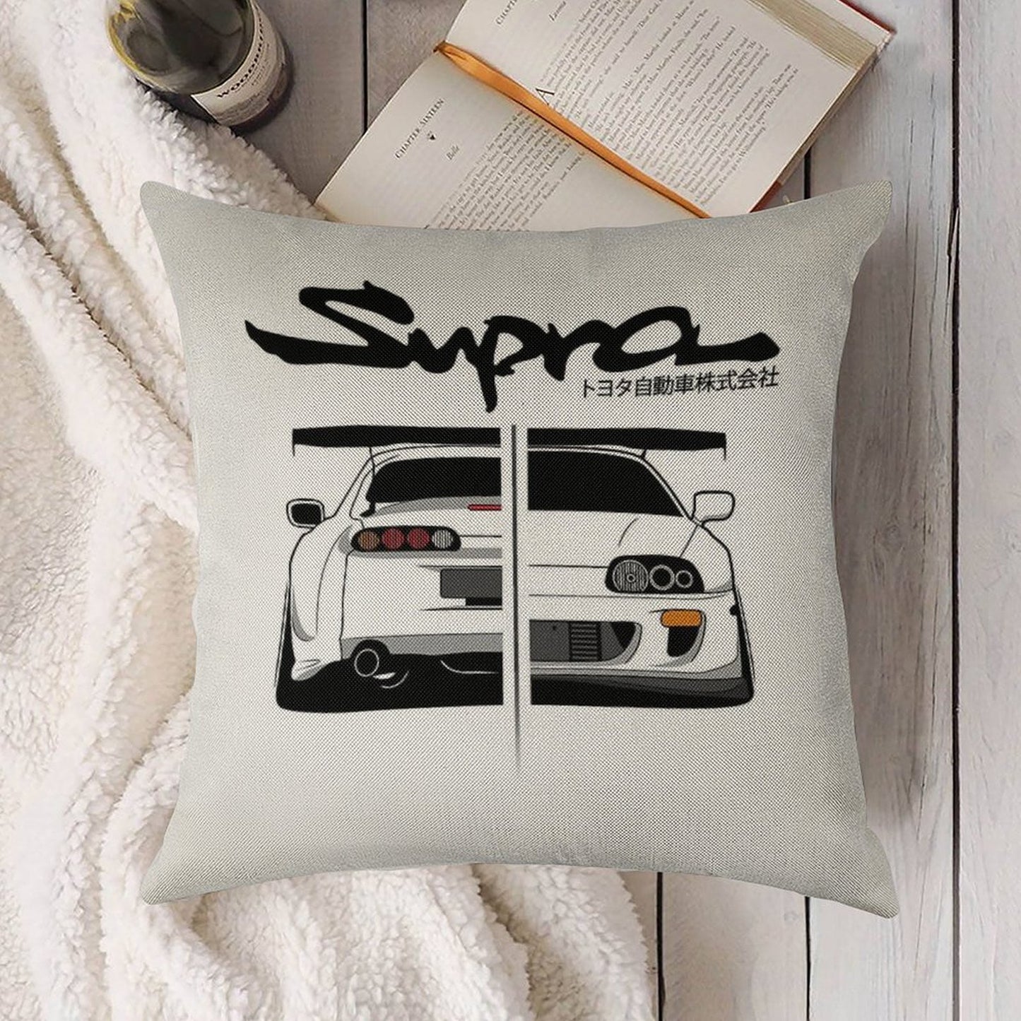 Toyota Supra MK IV - CarCorner Linen Throw Pillow Cover