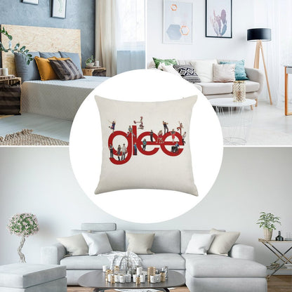 Glee Logo with The Cast Linen Throw Pillow Cover