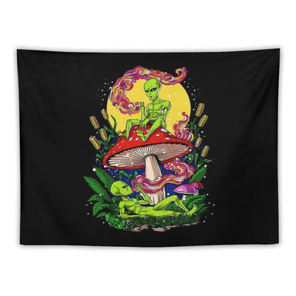 Magic Mushrooms Aliens Tapestry