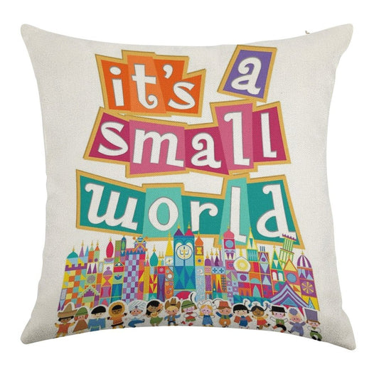 It's A Small World - Full Graphic by Kelly Design Company Linen Throw Pillow Cover