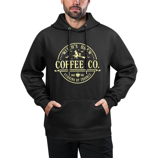 Womens Witchs Brew Coffee Co Stirring Up Trouble Funny Halloween Colorfast Hoodie