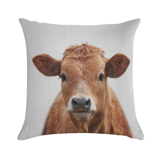Cow - Colorful Soft Decorative Cover Throw Pillow