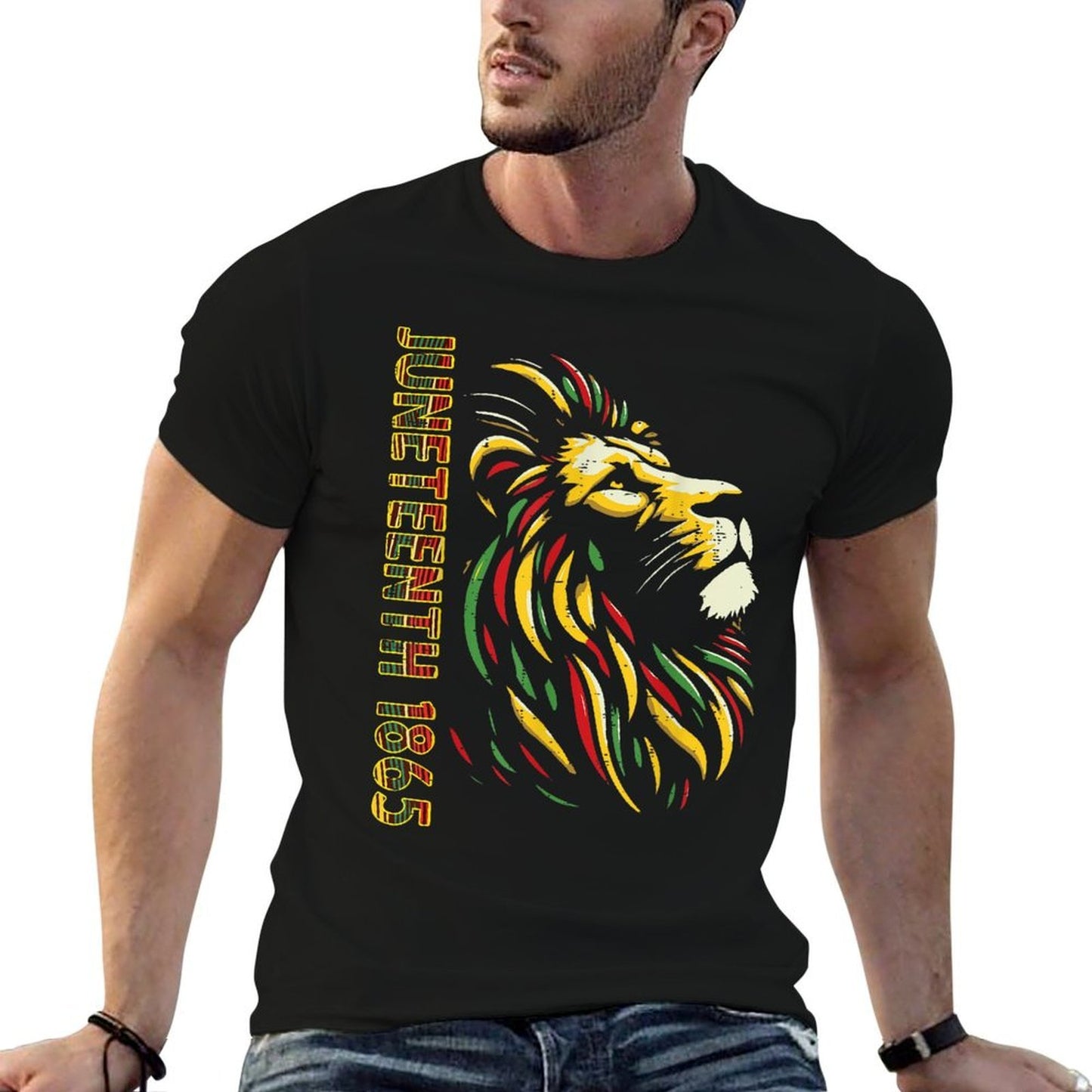 Juneteenth Lion Black African June 19th Men Women Kids  Cotton T-Shirt