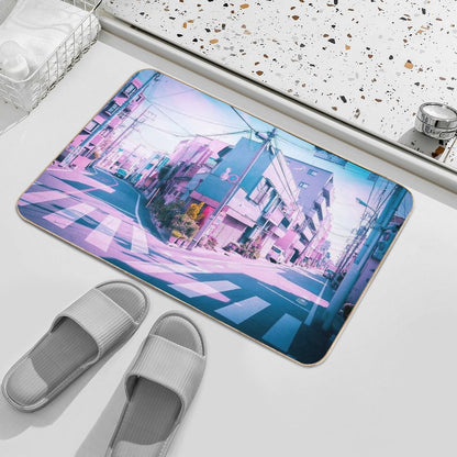 Anime in Real Life Vaporwave Summer Day in Tokyo Residential Area  Dirt-Trapping Bath Mat