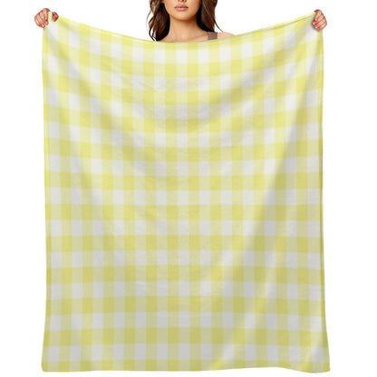 Sunny Yellow Gingham Checked Pattern Throw Blanket