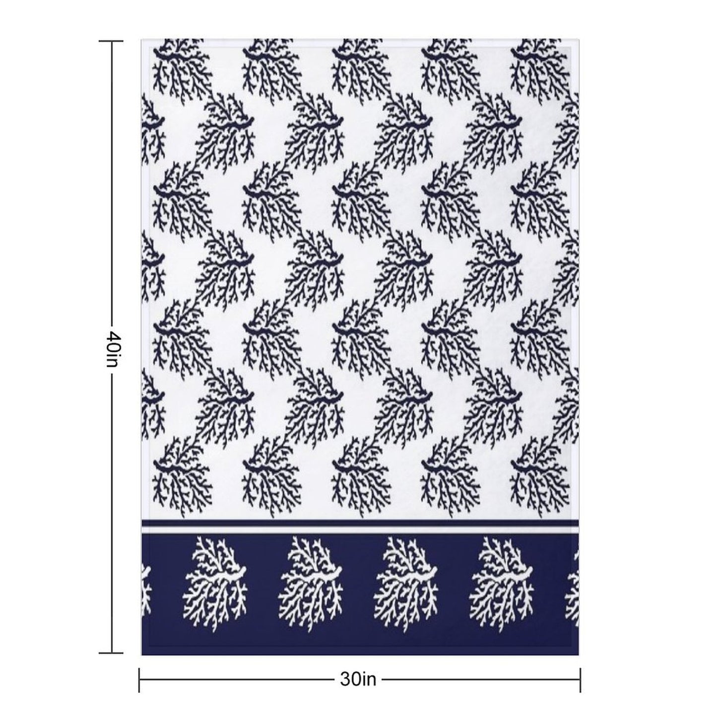 White And Navy Blue Corals Pattern Throw Blanket