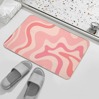 Liquid Swirl Retro Contemporary Abstract in Soft Blush Pink Bath Mat