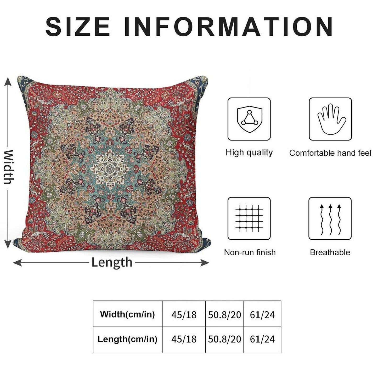 Vintage Antique Persian Carpet Print Soft Warmth Comfort Throw Pillow