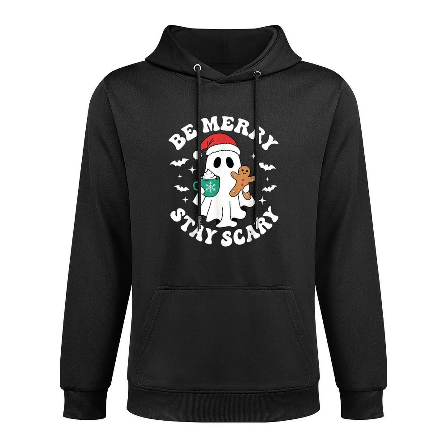 Be Merry Stay Scary Funny Santa Ghost Christmas Halloween Unisex Design Hoodie