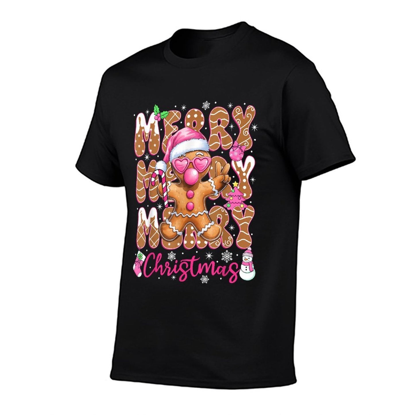 Gingerbread Merry Christmas Cute Pink Christmas Women Girls  Affordable Price T-Shirt