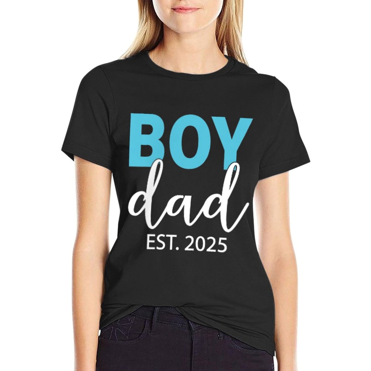 Boy Dad Est 2025 Newborn Daddy Father Baby Boy Son Dad To Be T-Shirt