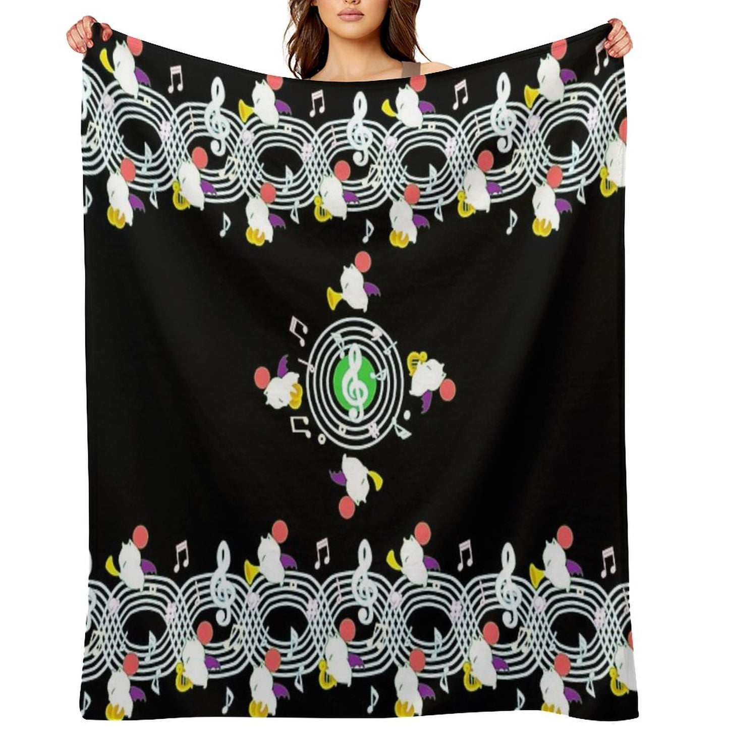 Music Moogle (Black&Green) Throw Blanket