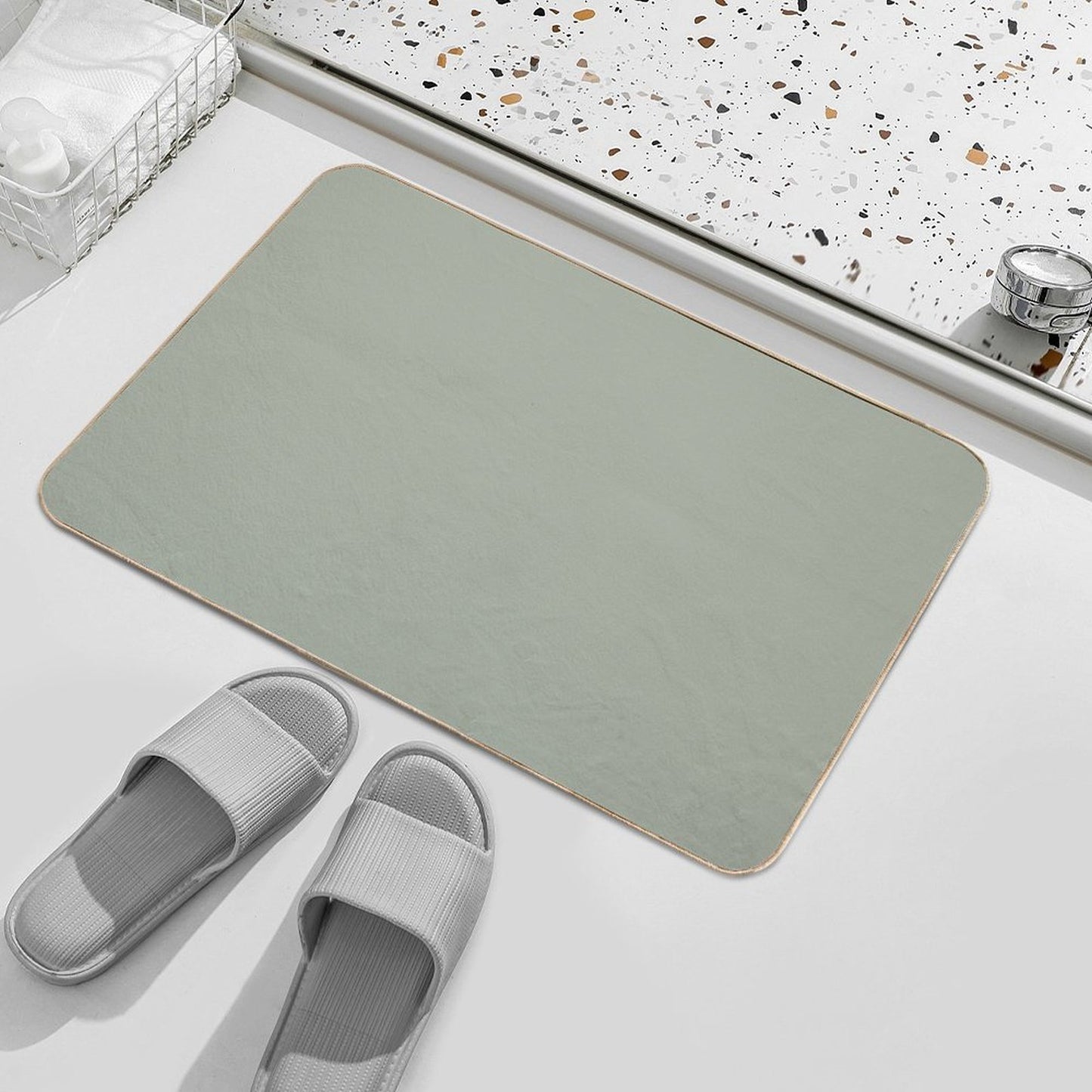 Desert Sage Grey Green Solid Color  Odorless Bath Mat