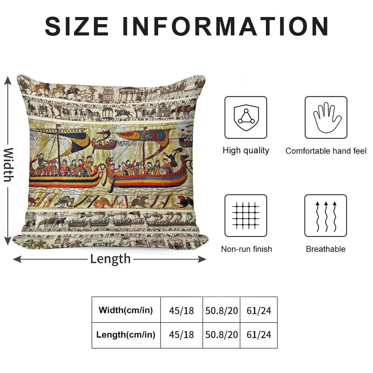 THE BAYEUX TAPESTRY ,VIKING SHIPS Soft Multiple Sizes Throw Pillow