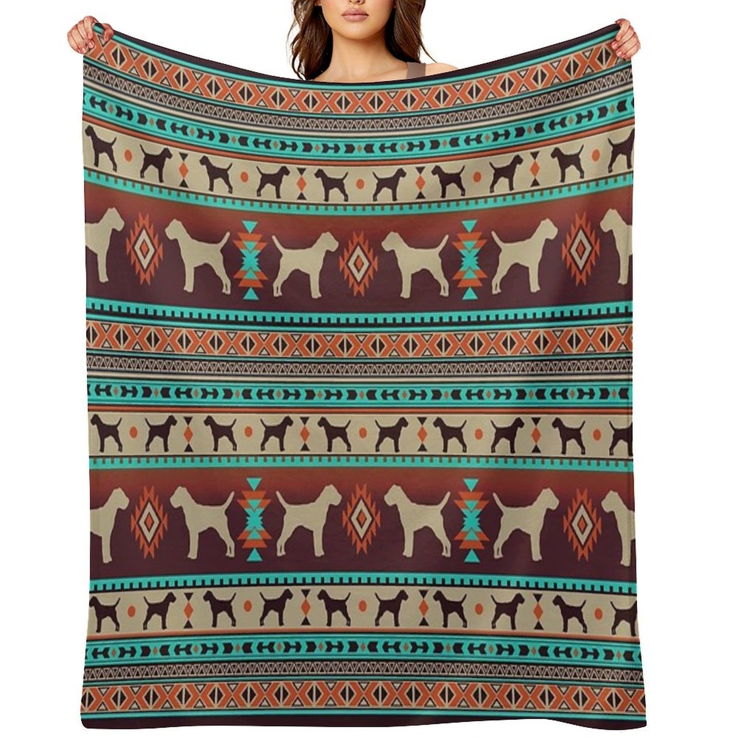 Boho Dogs  Border Terrier Sunset Throw Blanket