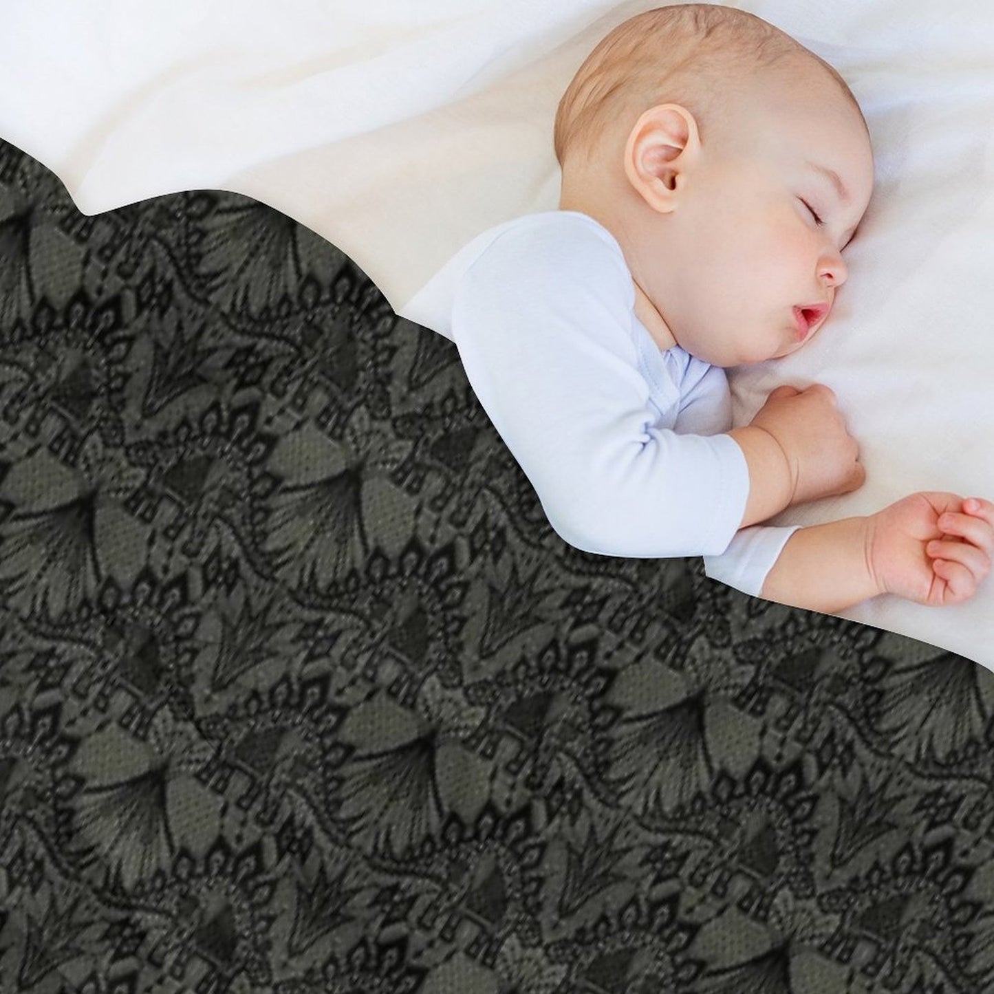 Stegosaurus Lace - Black  Grey Throw Blanket