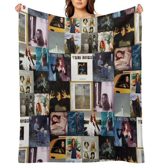 Tori Amos Album Records Collage Collection Print Throw Blanket