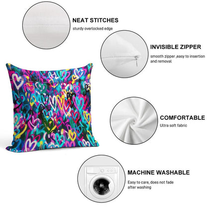 HEARTS STREET Soft Shrink-Resistant Throw Pillow