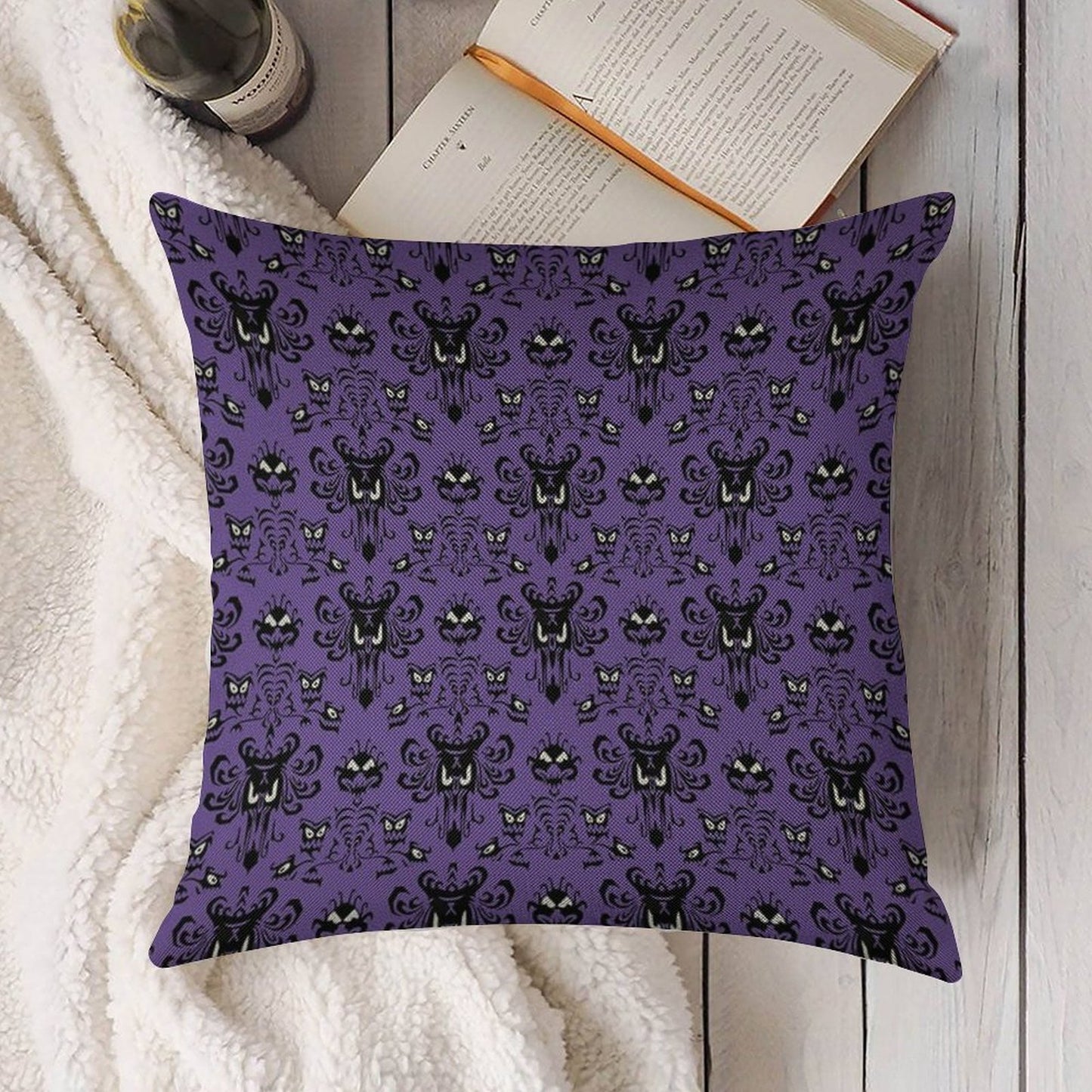 Haunted Mansion Linen Throw Pillow Cover