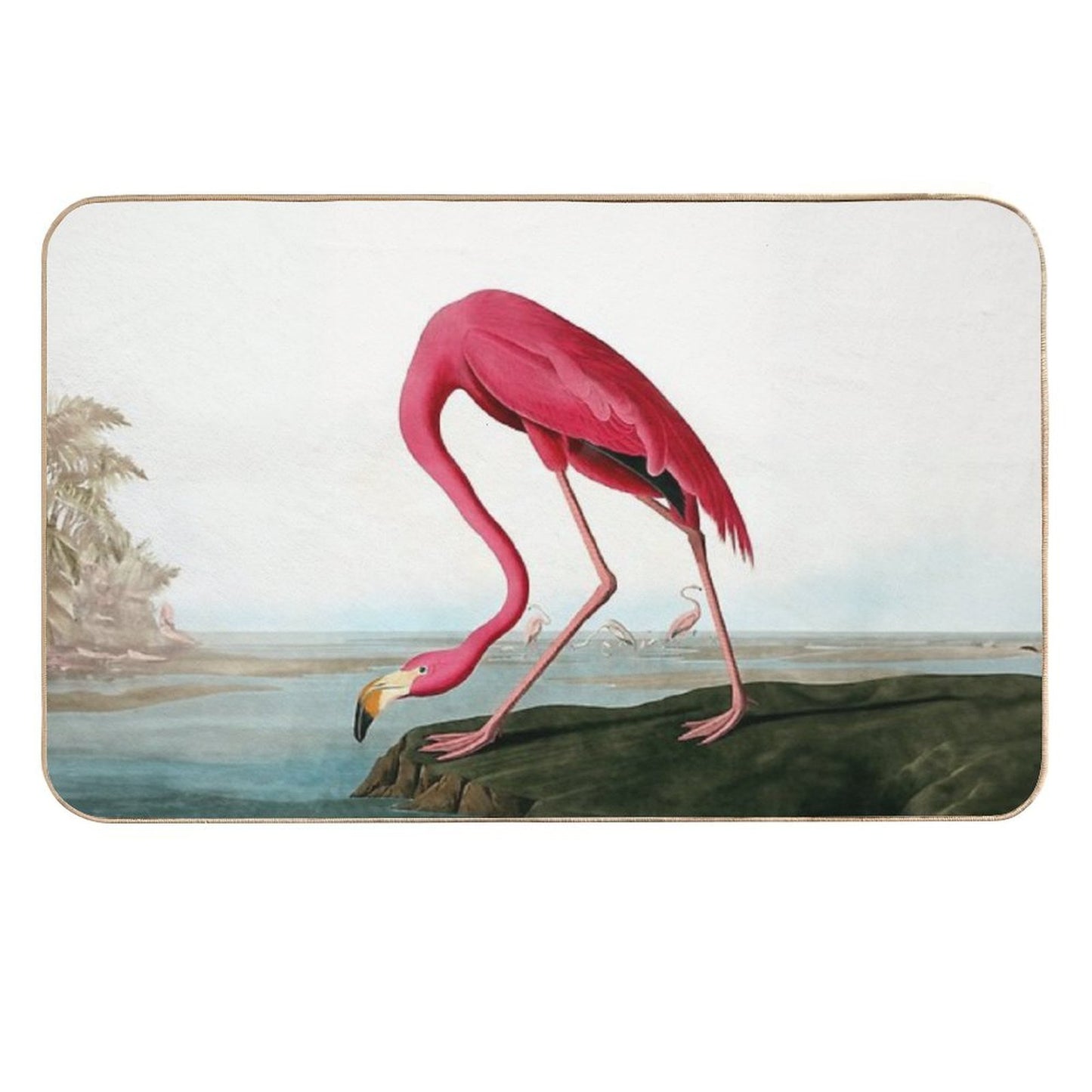 Vintage Pink Flamingo  Absorbent Bath Mat