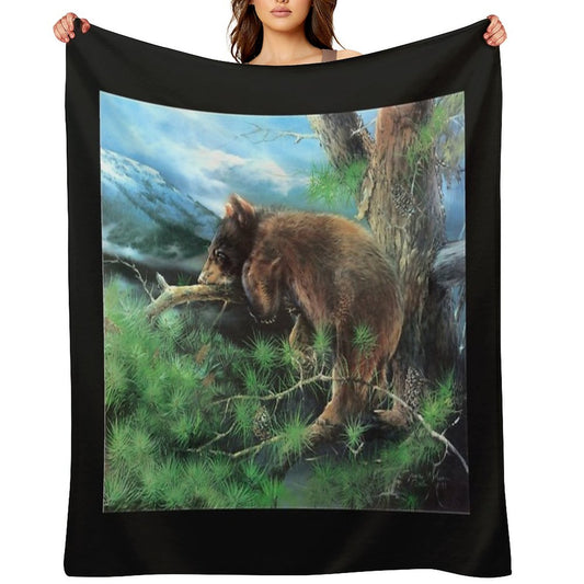 Cinnamon Tree Black Bear Cub Throw Blanket